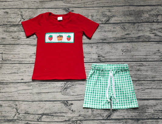 pre order  baby boy clothing strawberry shorts set (will do embroidery)