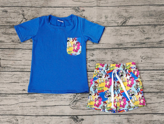 pre order  baby boy clothing cartoon toy pocket shorts set