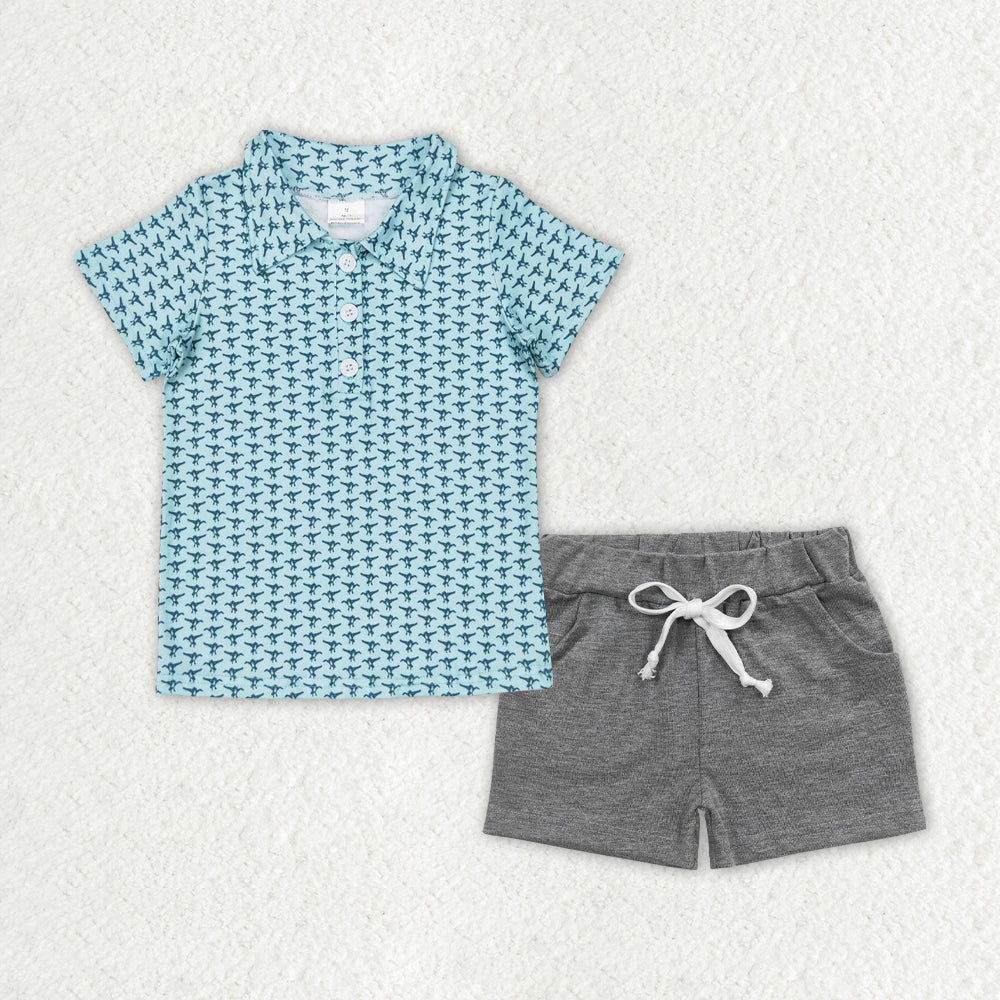 boy polo shorts set