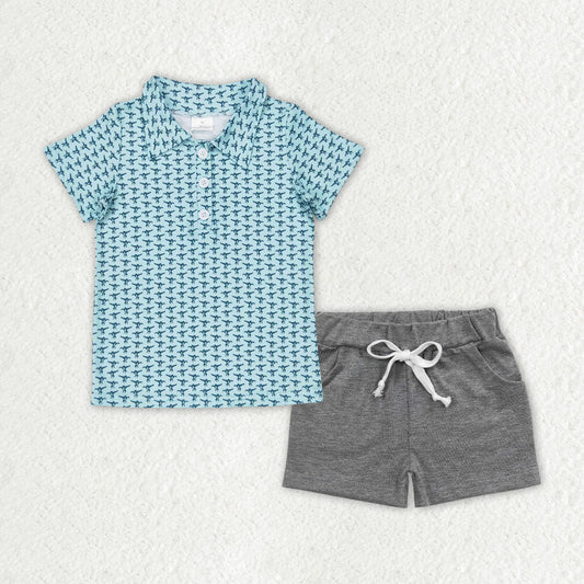 boy polo shorts set