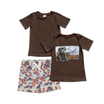 pre order  baby boy summer camo dog shorts set