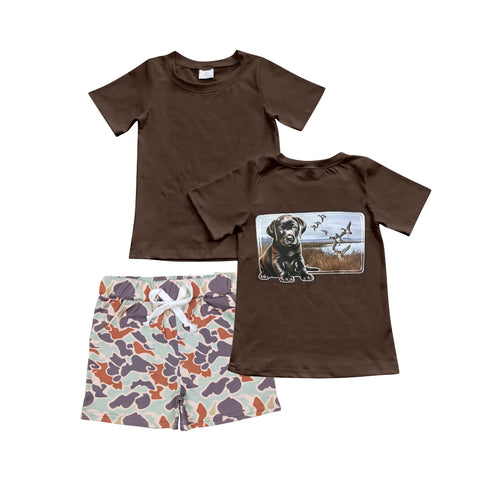 pre order  baby boy summer camo dog shorts set