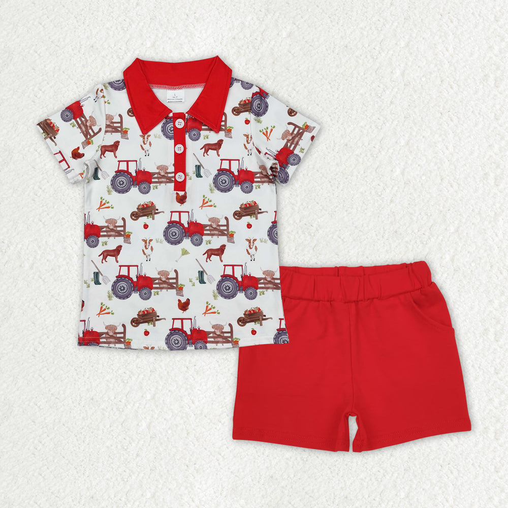 little boy farm shorts set