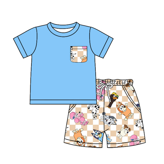 pre order blu*y print boys shorts set