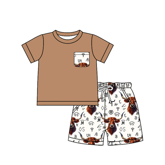 pre order cattle cows summer baby boys shorts set