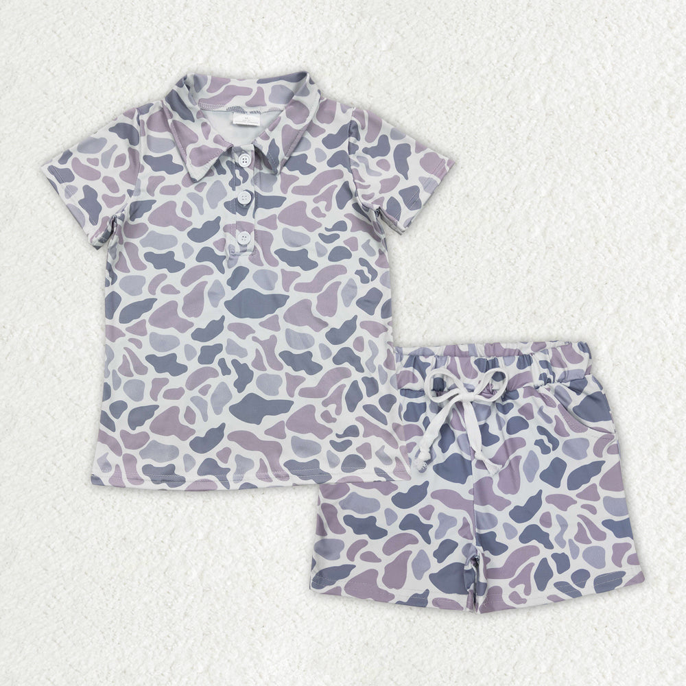 camo polo t-shirt shorts set boys clothes