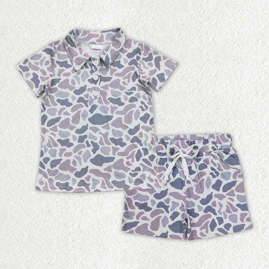 camo polo t-shirt shorts set boys clothes