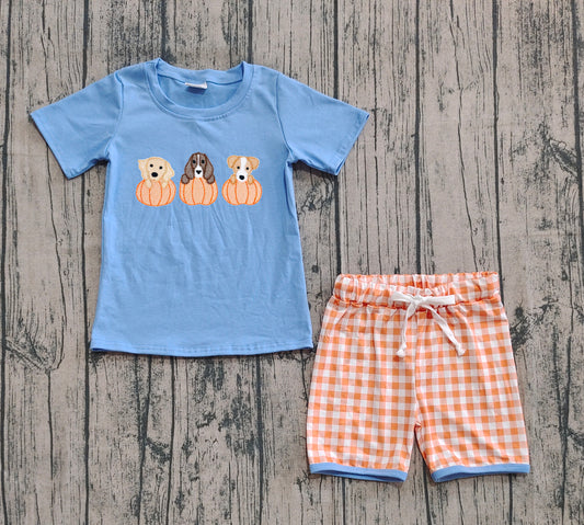 pre order puppy pumpkin print shorts set