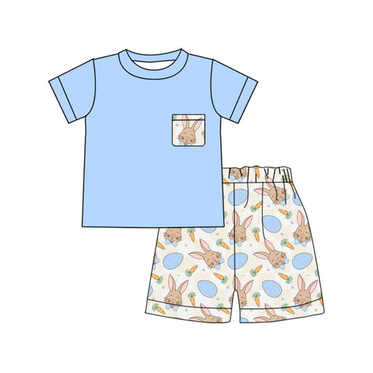 pre order bunny eggs easter boy shorts set