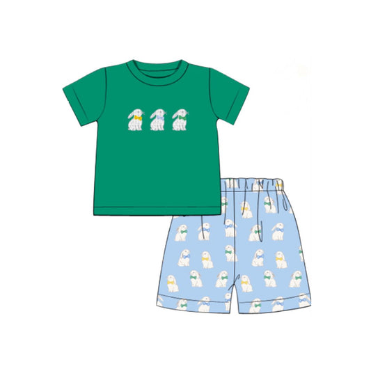 pre order easter little man rabbit boy shorts set