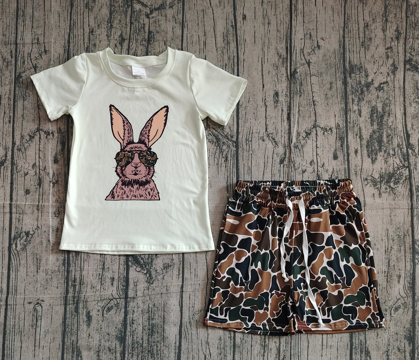 pre order rabbit tee camo shorts set