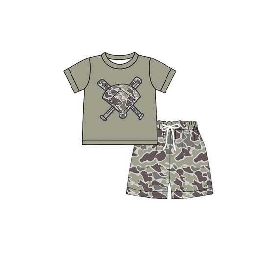 pre order camo baseball shorts set