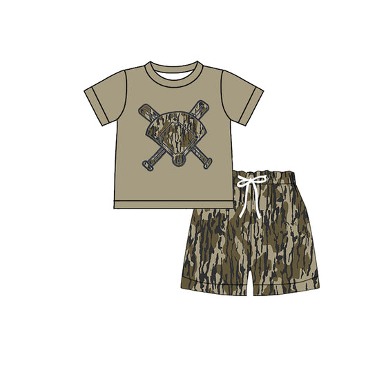pre order camo baseball shorts set