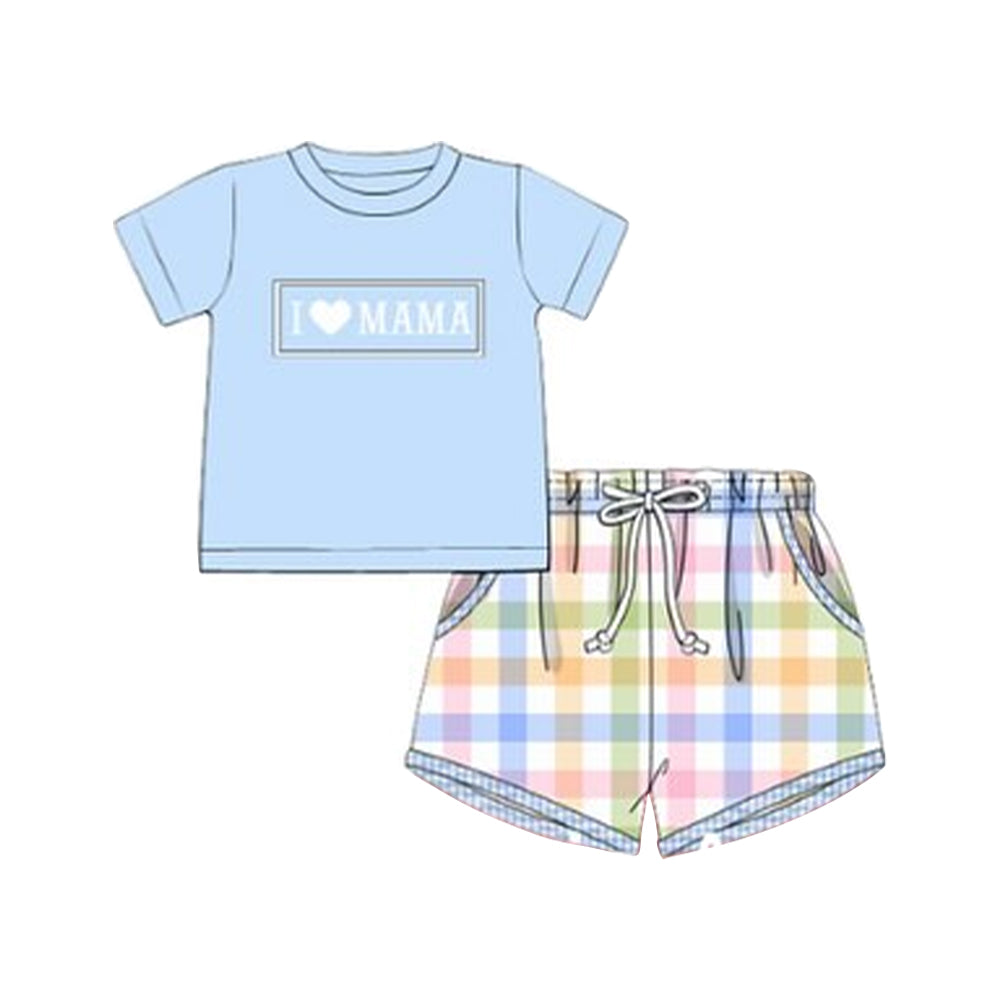 pre order i love mama shorts set