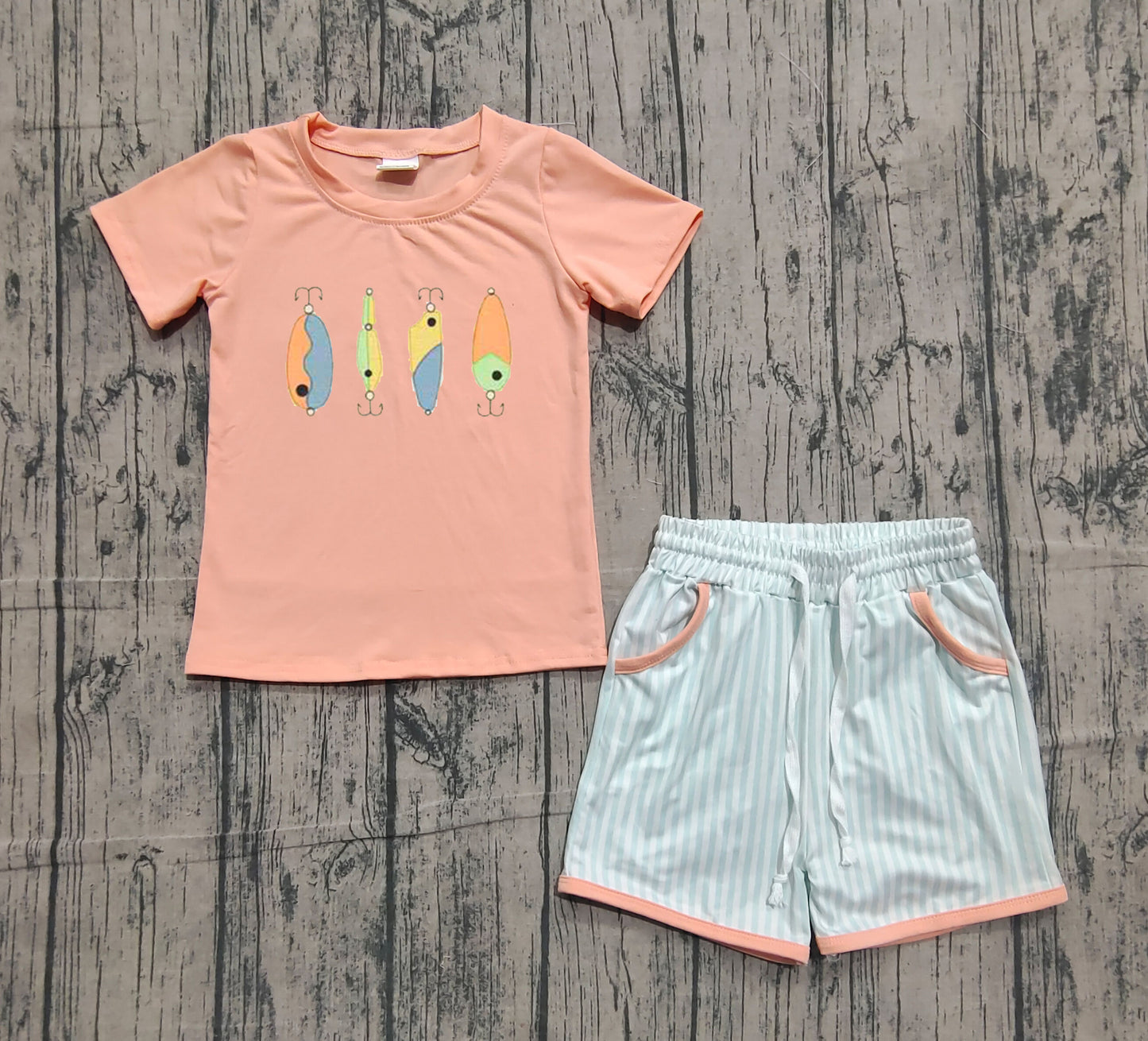 pre order fish hook shorts set (do embroidery)