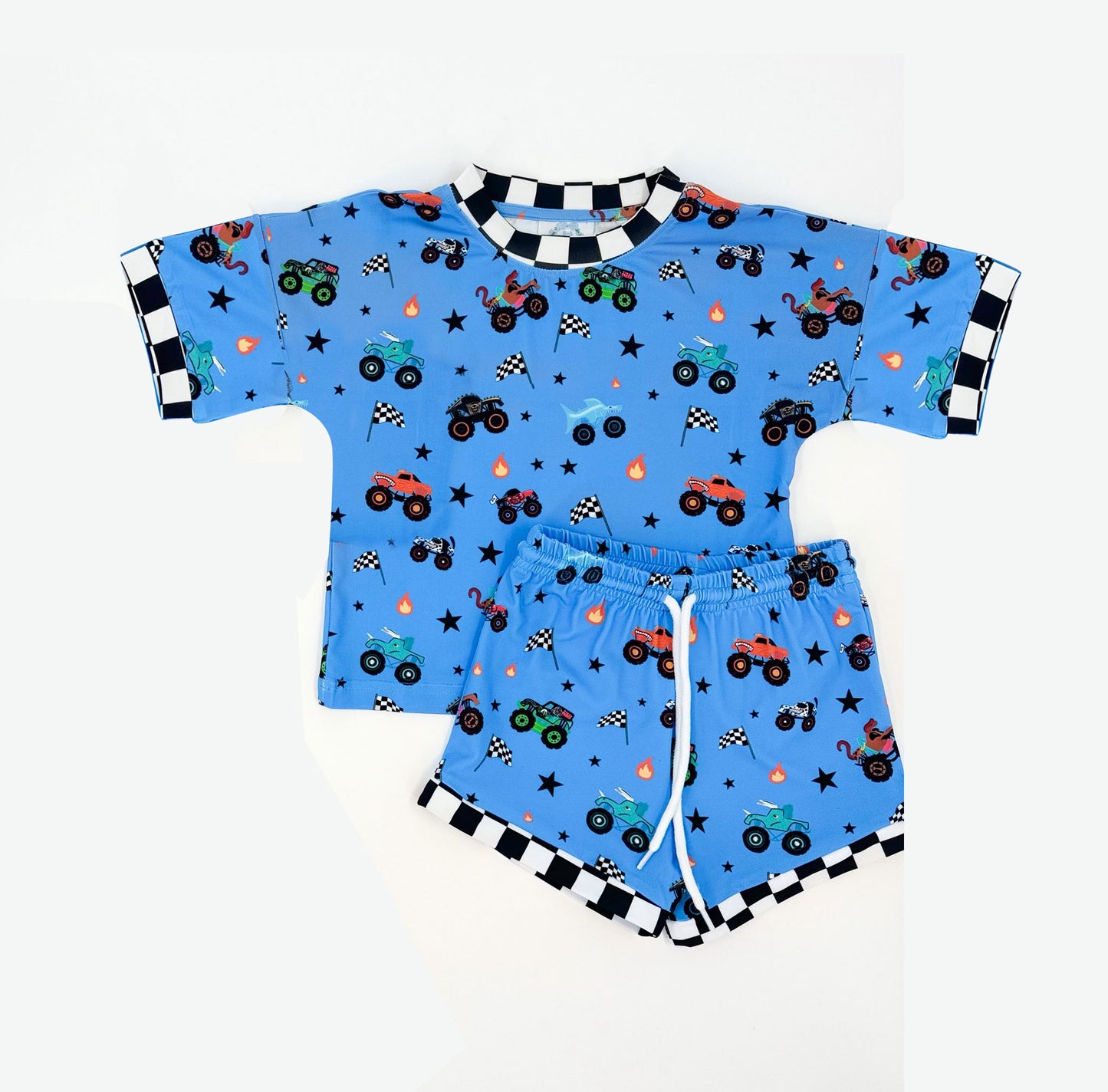 pre order monster truck boy shorts set