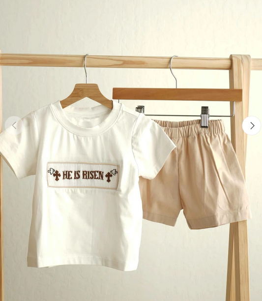 pre order he is risen boy shorts set