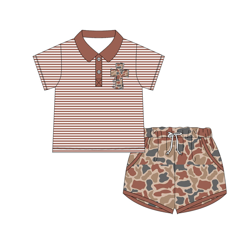 pre order camo jesus polo shorts set
