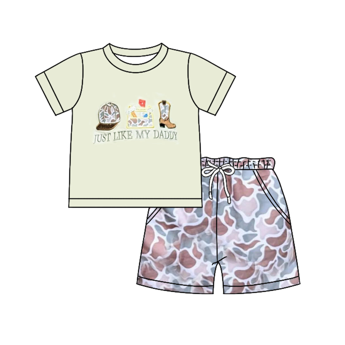 pre order just like my daddy camo shorts set