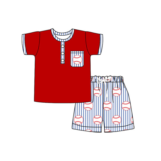 pre order red baseball shorts set boy