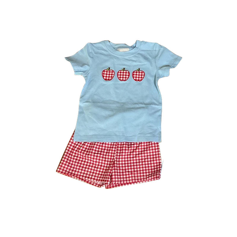 pre order gingham apple boy shorts set