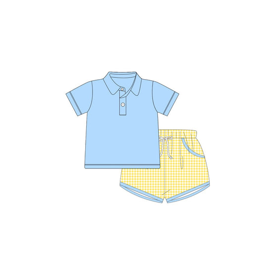 pre order gingham polo shorts set