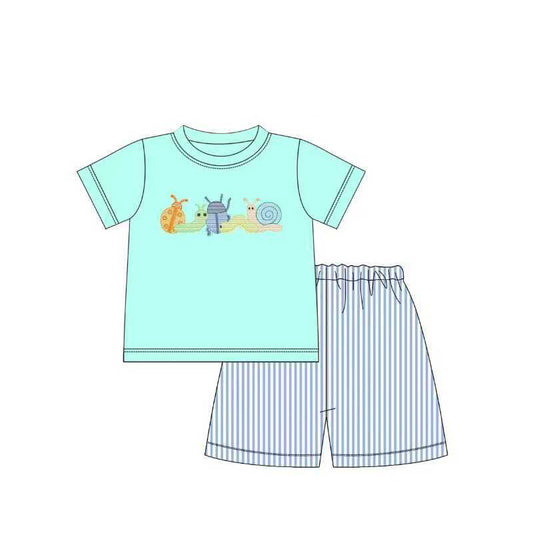 pre order blue insect boy shorts set