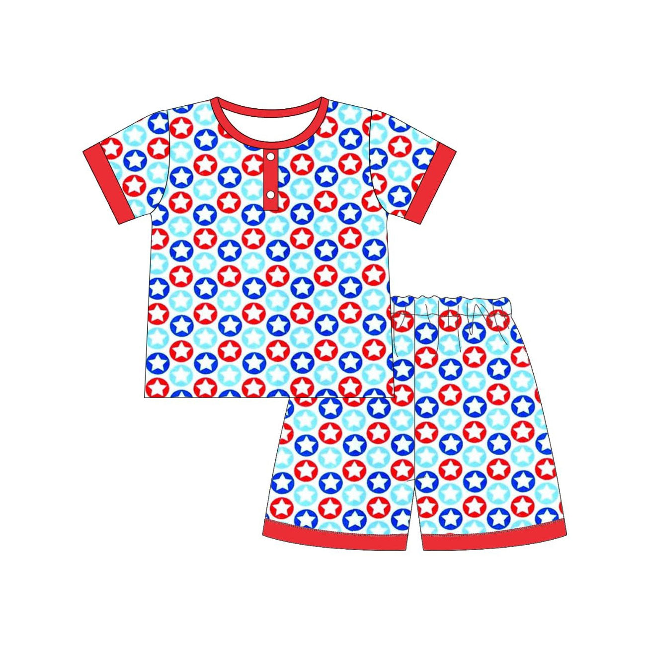 pre order red white blue stars boy shorts set