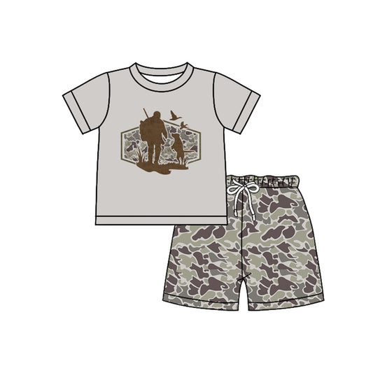 Pre order gone hunting camo shorts set