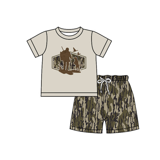 Pre order gone hunting camo shorts set