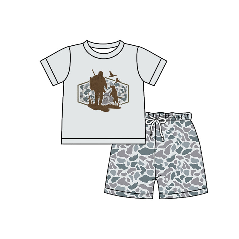 Pre order gone hunting camo shorts set