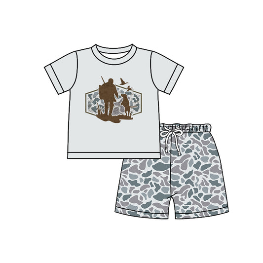 Pre order gone hunting camo shorts set