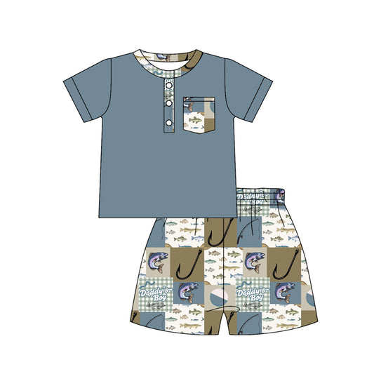 pre order daddy's boy fishing shorts set