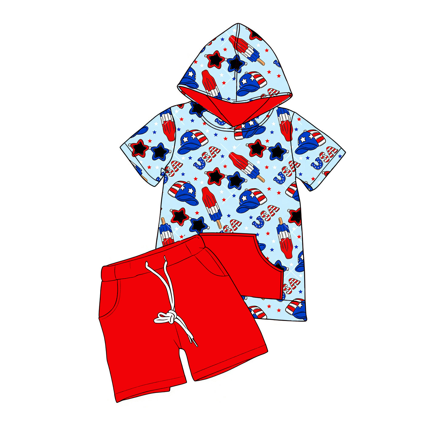 pre order 4th of july boy hoodie shorts set