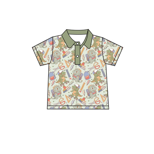 pre order little boy back to school dinosaur polo shirt