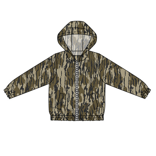 pre order boy long sleeve green camo zip hoodies coat