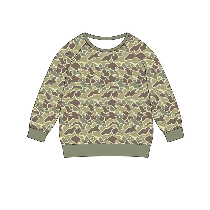 pre order kids long sleeve camo pullover shirt