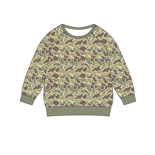 pre order kids long sleeve camo pullover shirt