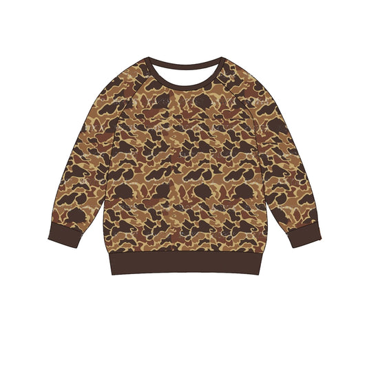 pre order kids long sleeve camo pullover shirt