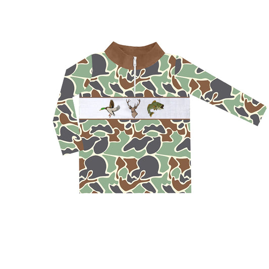 pre order kids camo zip up pullover