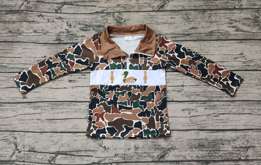 pre order duck call boys camo zip pullover（do embroidery）