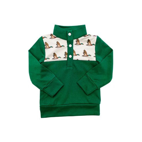 pre order green duck button up pullover boy