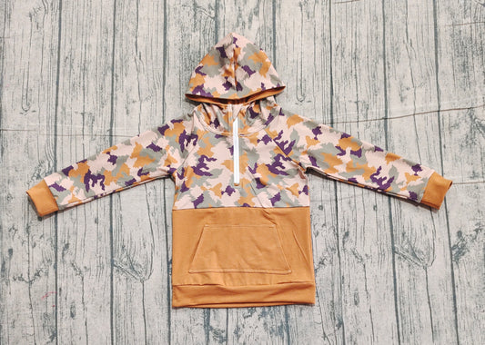 Pre order kids long sleeve camo zipper hoodie