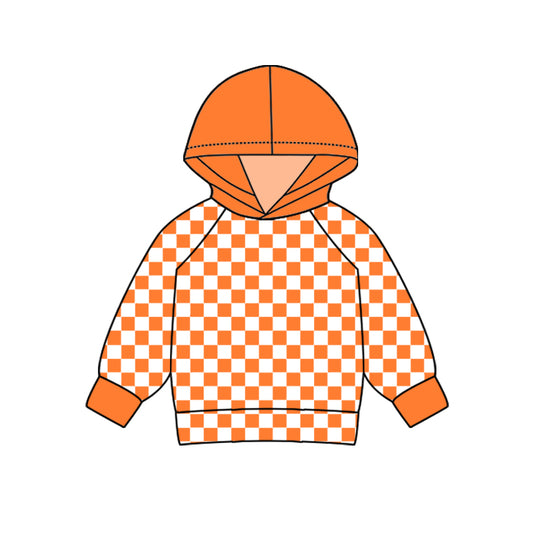 pre order kids clothes orange checkered hoodies