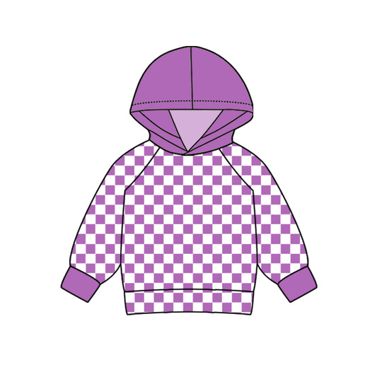 pre order kids clothes purple checkered hoodies