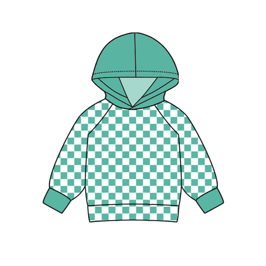 pre order kids clothes green checkered hoodies