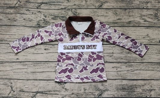 pre order  daddy's boy camo zip pullover