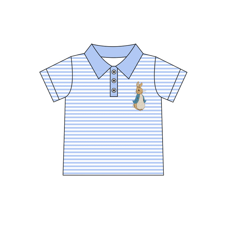 pre order blue striped boy easter bunny polo t-shirt