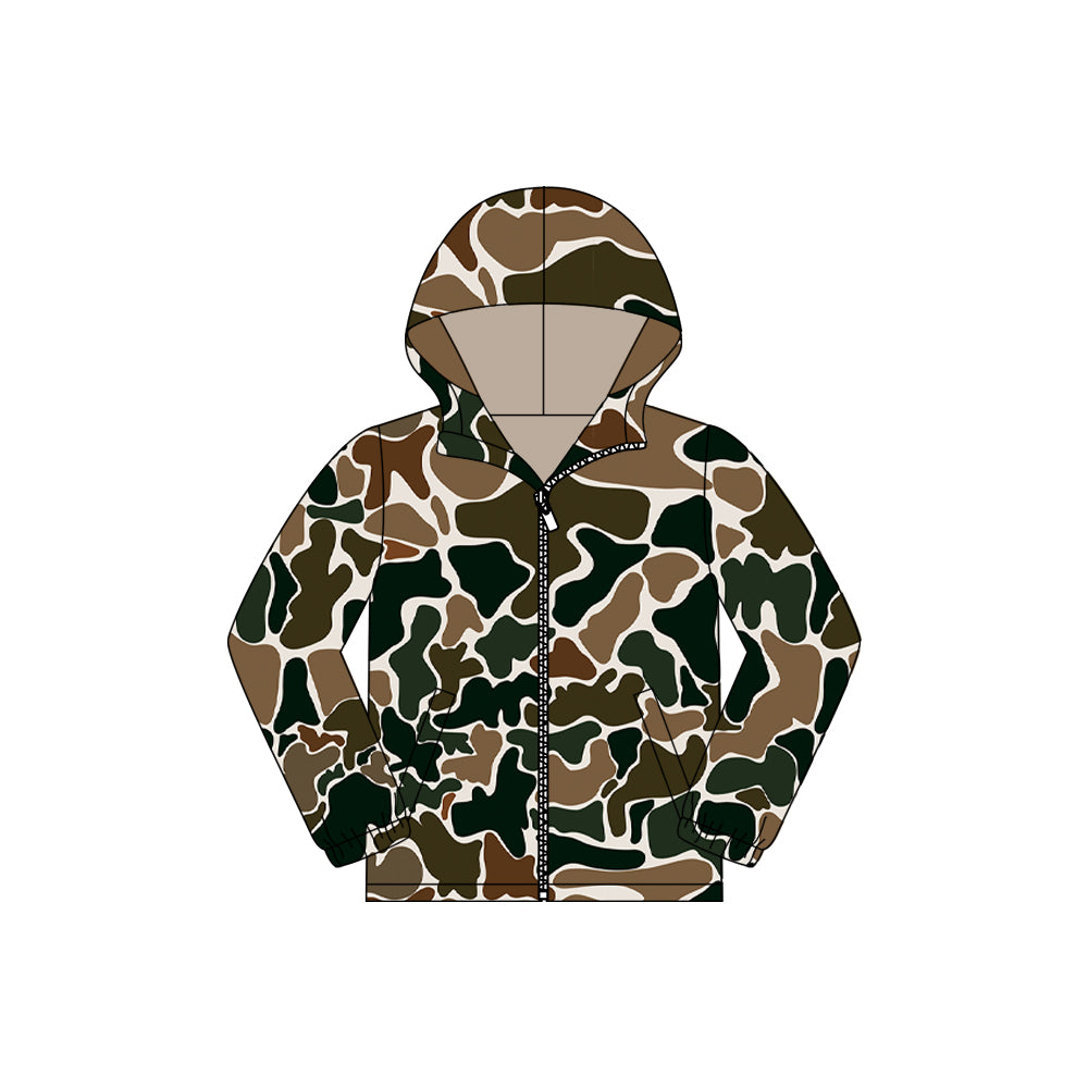 Pre order kids long sleeve full zipper camo hoodie