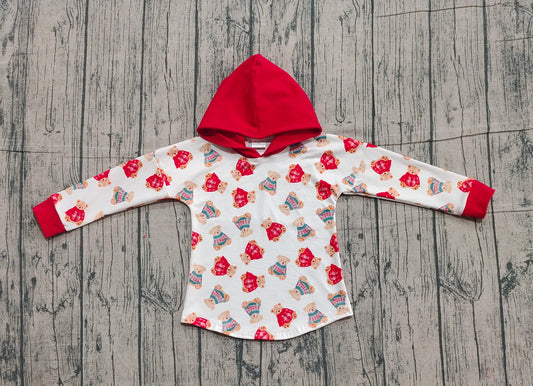 Pre order bear print red long sleeve hoodie